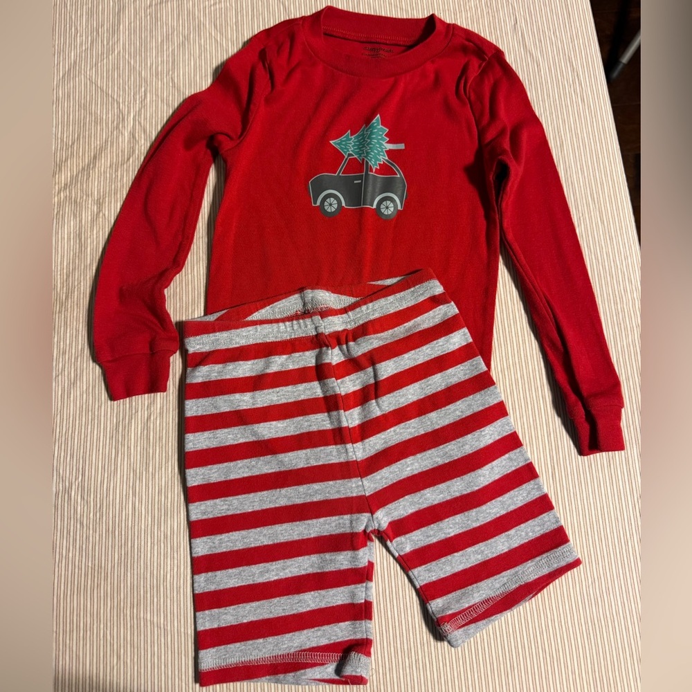 Carter's Red Pajama Set with Car and Tree Design